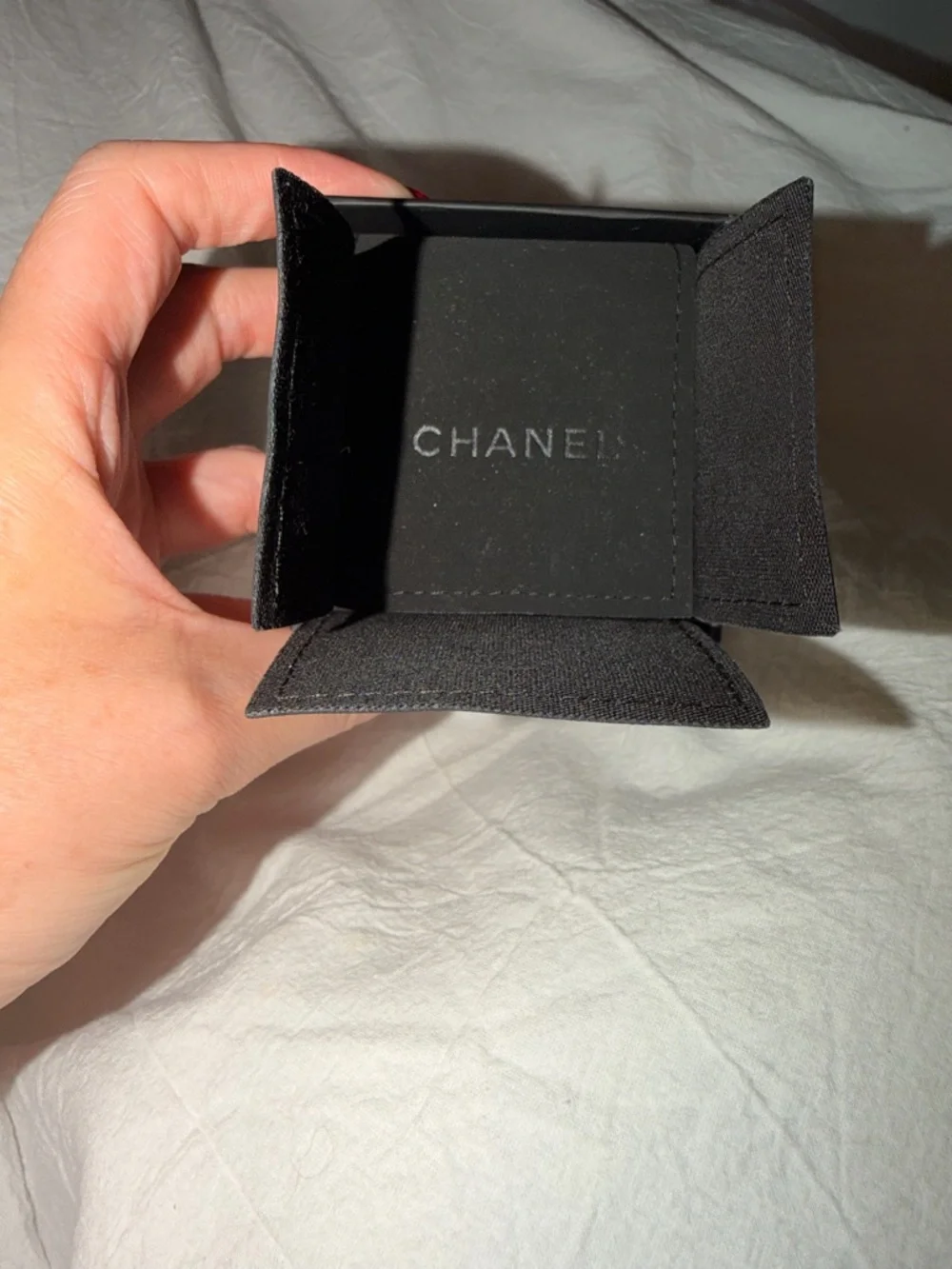 CHANEL Gold and White Square CC Logo Earrings